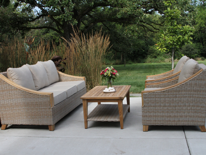 4 Pc. Teak & Wicker Conversation Set