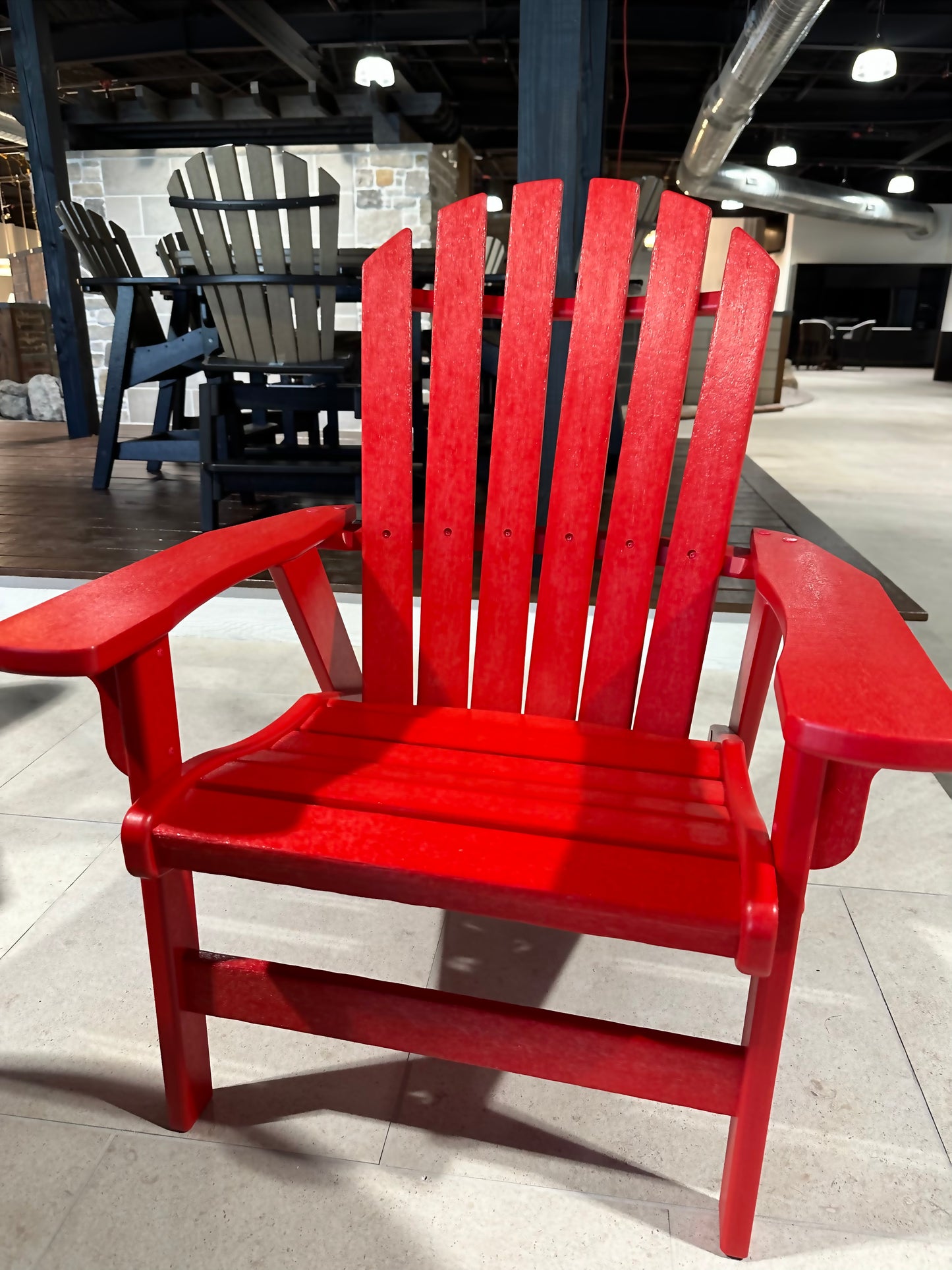 Coastal Upright Adirondack Poly Lumber Chairs FLOOR MODEL  (Set of 2 - Berry Red)