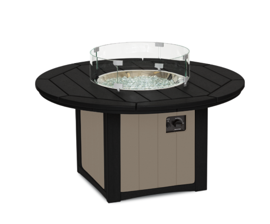 Elementz Poly Lumber Fire & Ice Table - FLOOR MODEL - Weatherwood & Black