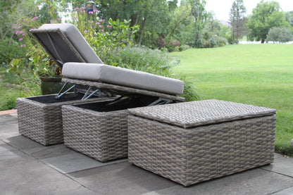 Teak & Wicker Storage Ottoman