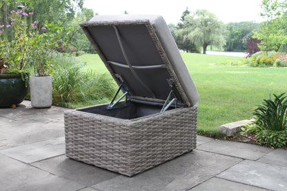 Teak & Wicker Storage Ottoman