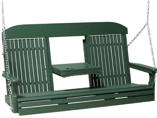 LuxCraft Classic Poly Porch Swing  with Flip Console - 5 Foot