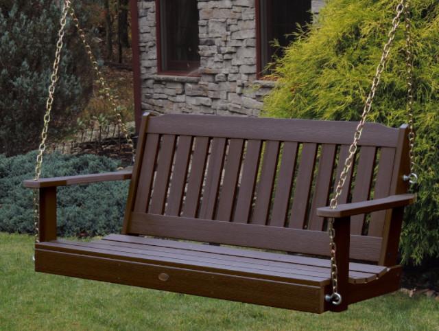 Highwood Lehigh Porch Swing Weathered Acorn - Magnolia Porch Swings
 - 1