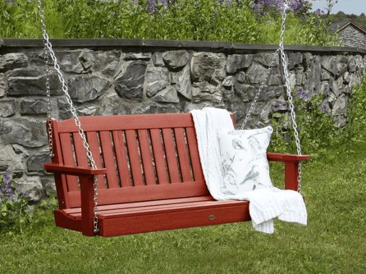 Highwood Lehigh Poly Porch Swing in Rustic Red