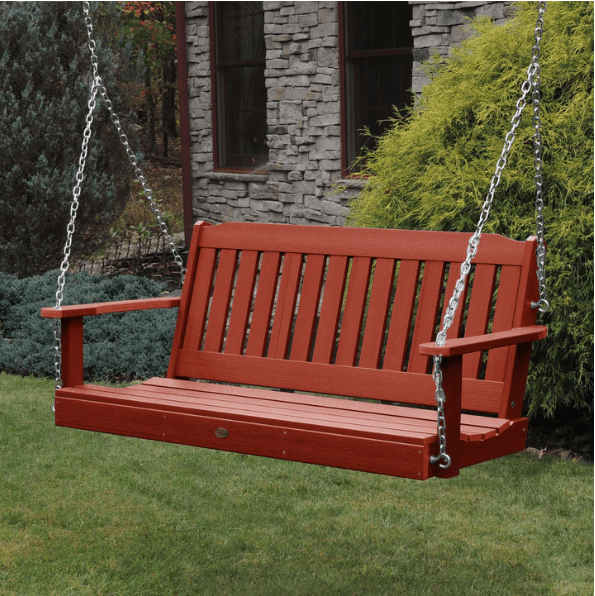 Highwood Lehigh Poly Porch Swing in Rustic Red