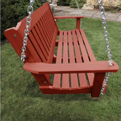 Highwood Lehigh Poly Porch Swing in Rustic Red