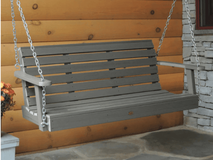 Highwood Weatherly Poly Porch Swing in Coastal Teak