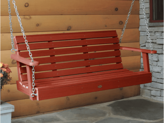 Highwood Weatherly Poly Porch Swing in Rustic Red