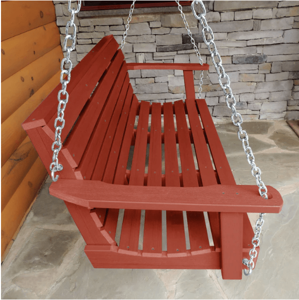 Highwood Weatherly Poly Porch Swing in Rustic Red