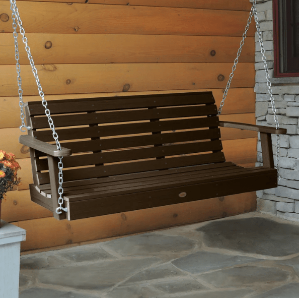 Highwood Weatherly Poly Porch Swing in Weathered Acorn